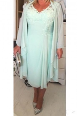 Affordable V-Neck Lace Chiffon Mother of The Bride and Groom Dresses 602022