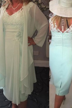 Affordable V-Neck Lace Chiffon Mother of The Bride and Groom Dresses 602022