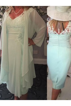 Affordable V-Neck Lace Chiffon Mother of The Bride and Groom Dresses 602022