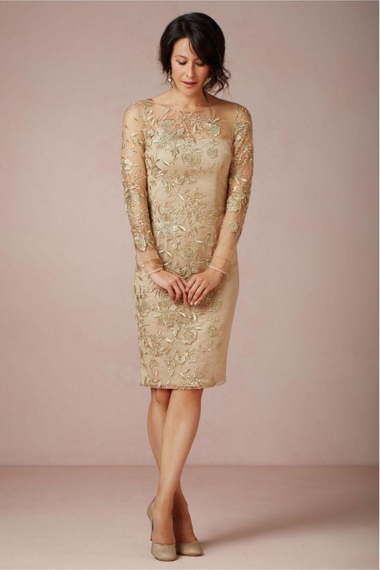 Long Sleeves Knee Length Mother of The Bride and Groom Dresses 602023 Long Sleeves Knee Length Mother of The Bride and Groom Dresses 602023