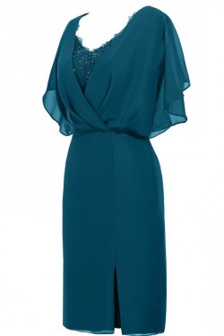 Beaded Chiffon V-Neck Mother of The Bride and Groom Dresses 602030