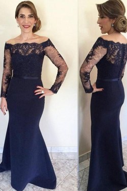 Mermaid Long Sleeves Lace Mother of The Bride and Groom Dresses 602033