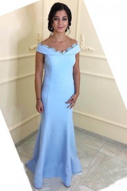 Mermaid Off-the-Shoulder Long Mother of The Bride and Groom Dresses 602039