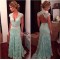 Lace V-Neck Long Mother of The Bride and Groom Dresses 602040