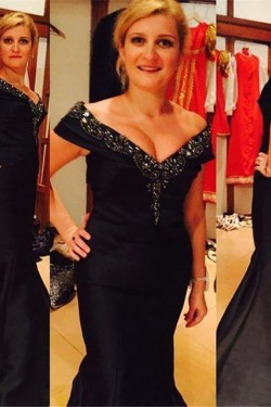 Mermaid Off-the-Shoulder Beaded Mother of The Bride and Groom Dresses 602041