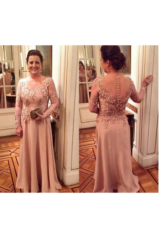 Long Sleeves Chiffon Lace Mother of The Bride and Groom Dresses 602046 Long Sleeves Chiffon Lace Mother of The Bride and Groom Dresses 602046