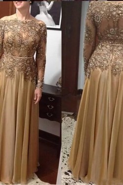 Elegant Long Sleeves Beaded Lace Mother of The Bride Dresses 602048