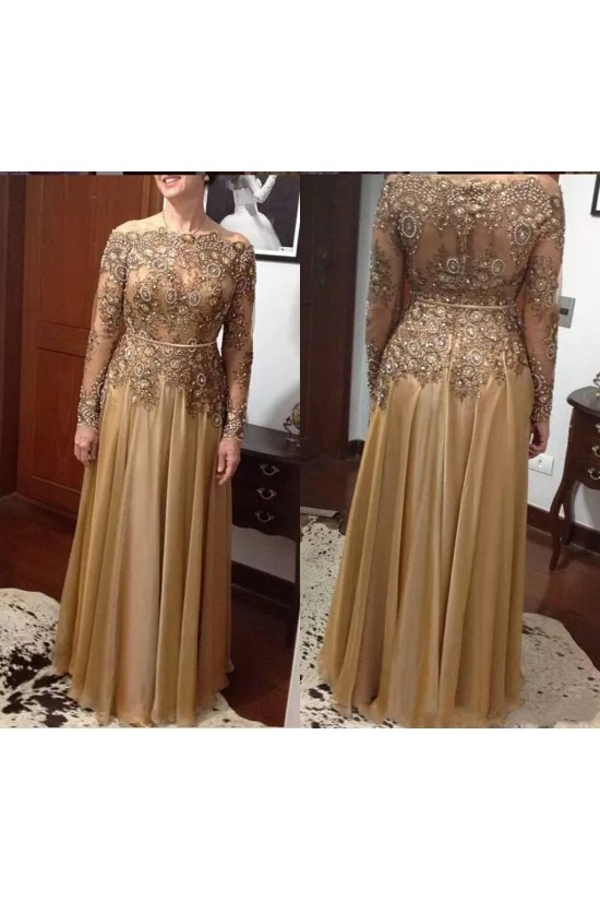 Elegant Long Sleeves Beaded Lace Mother of The Bride Dresses 602048 Elegant Long Sleeves Beaded Lace Mother of The Bride Dresses 602048