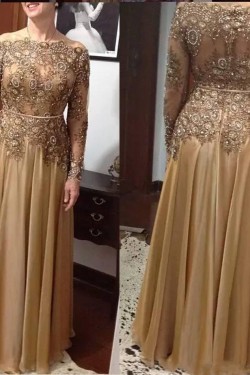 Elegant Long Sleeves Beaded Lace Mother of The Bride Dresses 602048