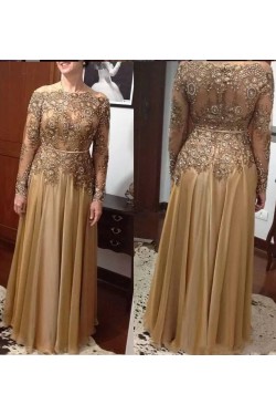 Elegant Long Sleeves Beaded Lace Mother of The Bride Dresses 602048