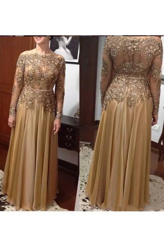 Elegant Long Sleeves Beaded Lace Mother of The Bride Dresses 602048 Elegant Long Sleeves Beaded Lace Mother of The Bride Dresses 602048