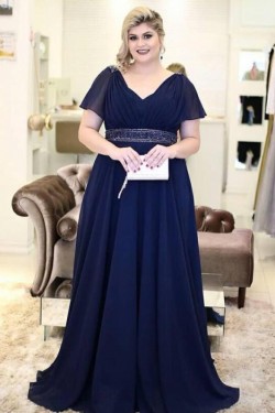 A-Line Beaded Long Mother of The Bride Dresses 602055