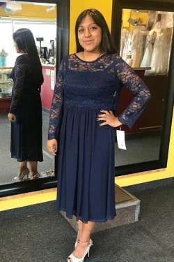 Long Sleeves Lace and Chiffon Mother of The Bride Dresses 602059