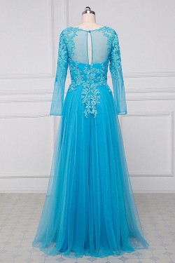 A-Line Long Sleeves Beaded Lace Appliques Mother of The Bride Dresses 602066