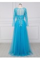 A-Line Long Sleeves Beaded Lace Appliques Mother of The Bride Dresses 602066