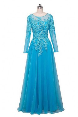 A-Line Long Sleeves Beaded Lace Appliques Mother of The Bride Dresses 602066