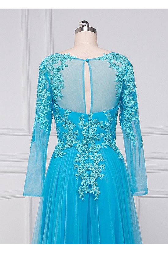 A-Line Long Sleeves Beaded Lace Appliques Mother of The Bride Dresses 602066