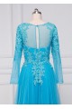 A-Line Long Sleeves Beaded Lace Appliques Mother of The Bride Dresses 602066