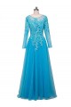 A-Line Long Sleeves Beaded Lace Appliques Mother of The Bride Dresses 602066