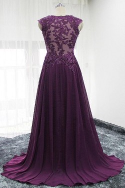 A-Line Lace Appliques V-Neck Mother of The Bride Dresses 602067