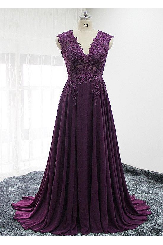 A-Line Lace Appliques V-Neck Mother of The Bride Dresses 602067 A-Line Lace Appliques V-Neck Mother of The Bride Dresses 602067