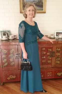 A-Line Beaded Lace Appliques Chiffon Long Mother of The Bride Dresses 602071