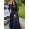 Long Sleeves Beaded Lace Appliques Black Mother of The Bride Dresses 602074