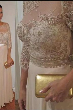 A-Line Beaded Chiffon Lace Mother of The Bride Dresses 602075