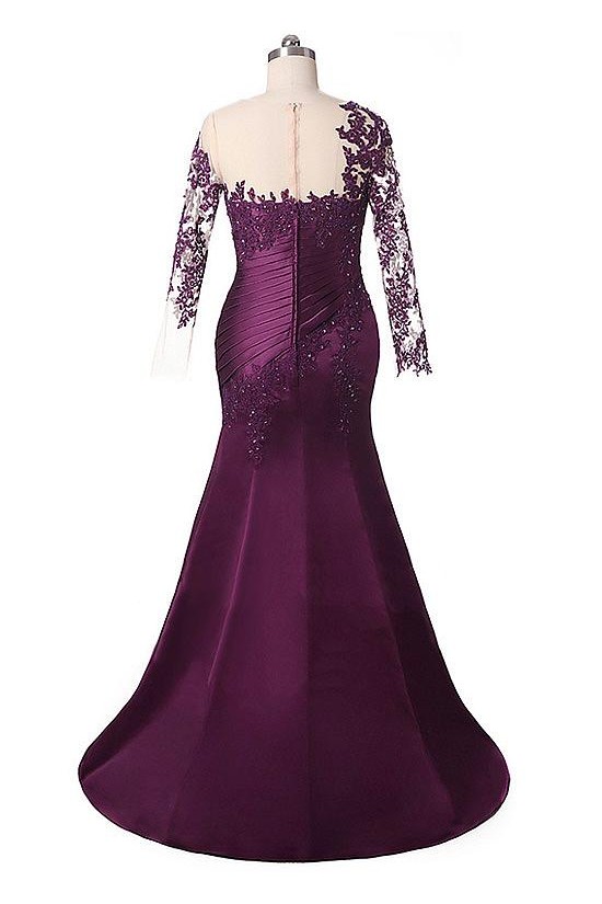 Elegant Mermaid Satin Lace Appliques Mother of The Bride Dresses 602076 Elegant Mermaid Satin Lace Appliques Mother of The Bride Dresses 602076