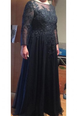 A-Line Lace Appliques Long Mother of The Bride Dresses 602081