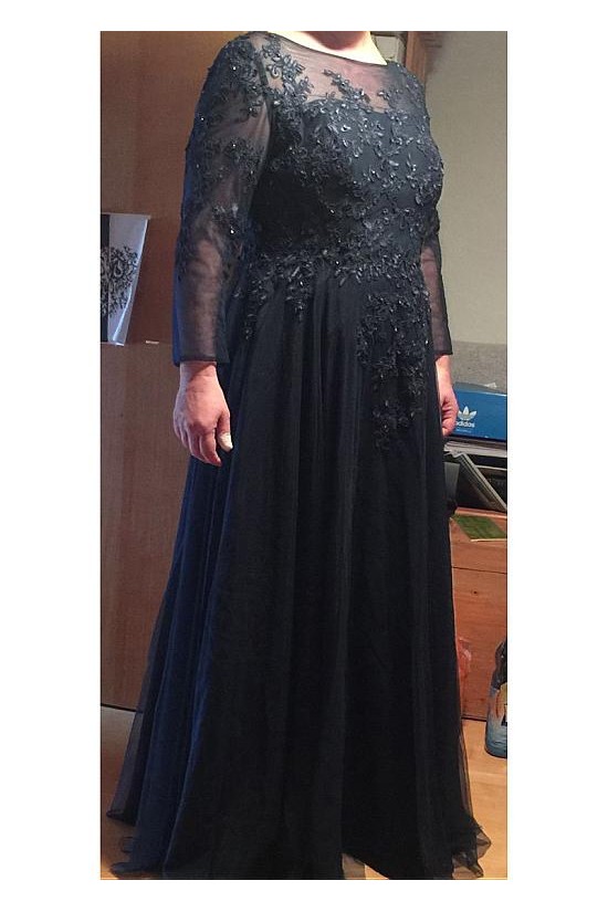 A-Line Lace Appliques Long Mother of The Bride Dresses 602081