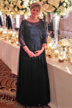 A-Line Lace Appliques Long Mother of The Bride Dresses 602081