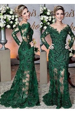 Mermaid Long Sleeves Beaded Lace Mother of The Bride Dresses 602082