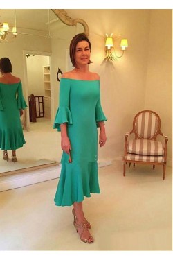 Tea-Length Off-the-Shoulder Mother of The Bride Dresses 602084