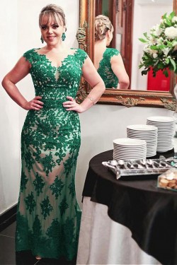 Lace Appliques V-Neck Mother of The Bride Dresses 602085