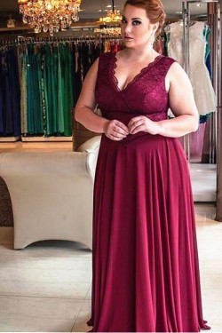 A-Line Lace V-Neck Mother of The Bride Dresses 602090