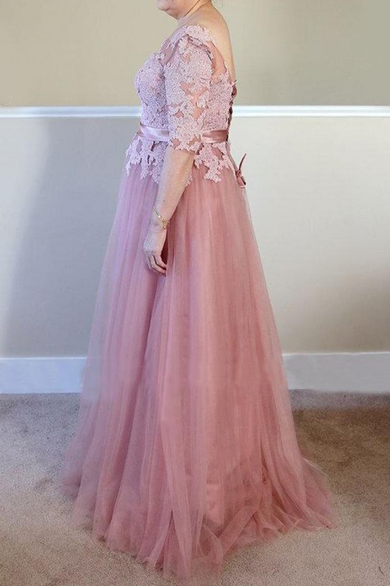 Long Lace Appliques Tulle Mother of The Bride Dresses 602092 Long Lace Appliques Tulle Mother of The Bride Dresses 602092