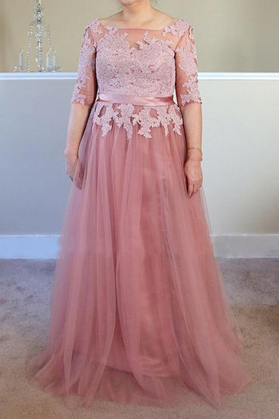 Long Lace Appliques Tulle Mother of The Bride Dresses 602092 Long Lace Appliques Tulle Mother of The Bride Dresses 602092