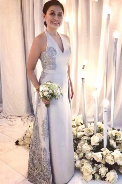 Lace Halter V-Neck Long Mother of The Bride Dresses 602099