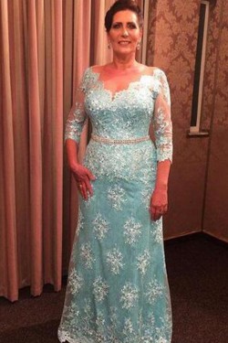 Beaded V-Neck Lace Long Mother of The Bride Dresses 602102