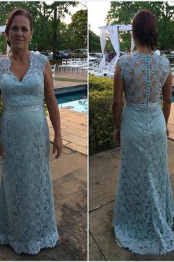 Beaded V-Neck Lace Long Mother of The Bride Dresses 602105