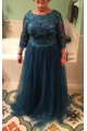 3/4 Length Sleeves Tulle Plus Size Mother of The Bride Dresses 602107