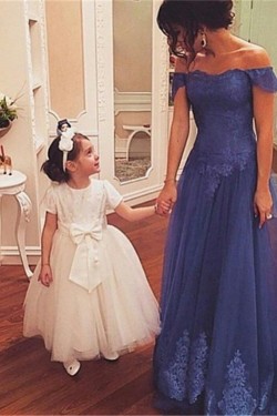 Lace Appliques and Tulle Off-the-Shoulder Mother of The Bride Dresses 602108