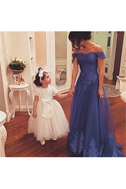 Lace Appliques and Tulle Off-the-Shoulder Mother of The Bride Dresses 602108