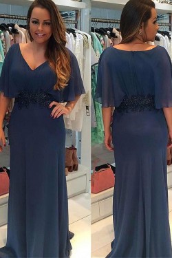 Elegant V-Neck Long Mother of The Bride Dresses 602119