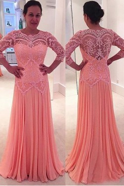 A-Line Lace Chiffon Long Mother of The Bride Dresses 602127