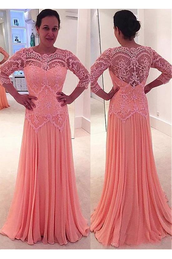 A-Line Lace Chiffon Long Mother of The Bride Dresses 602127 A-Line Lace Chiffon Long Mother of The Bride Dresses 602127