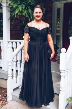 A-Line Off-the-Shoulder Plus Size Long Mother of The Bride Dresses 602132