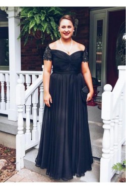 A-Line Off-the-Shoulder Plus Size Long Mother of The Bride Dresses 602132
