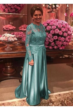 A-Line Long Sleeves Lace Mother of The Bride Dresses 602133